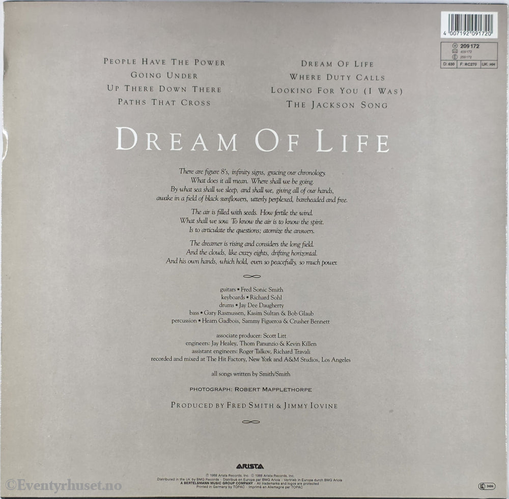 Patti Smith. 1988. Dream of Life . LP.