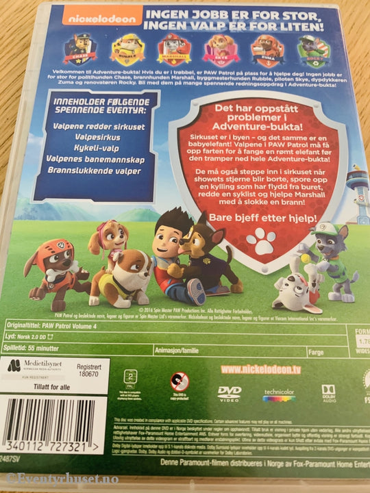 Paw Patrol - Moro På Sirkuset & Andre Eventyr. Dvd. Dvd