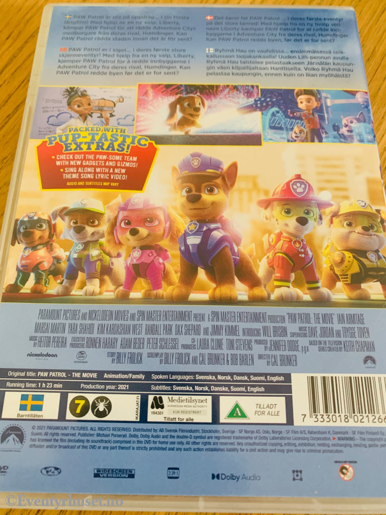 Paw Patrol: The Movie (2021). DVD. Universal Pictures / CIC Video