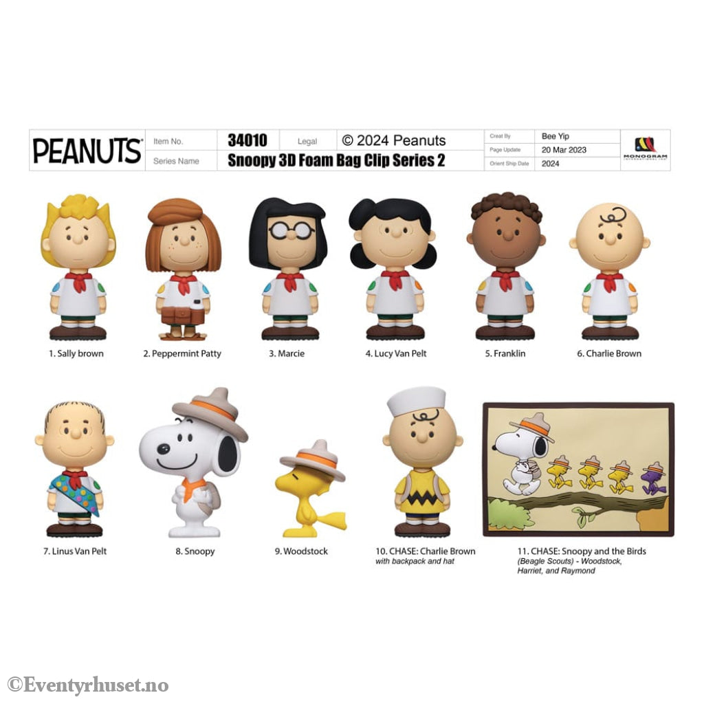 Peanuts 3D PVC Bag Clips Snoopy Series 2 Display (24) Fashion & Accessories