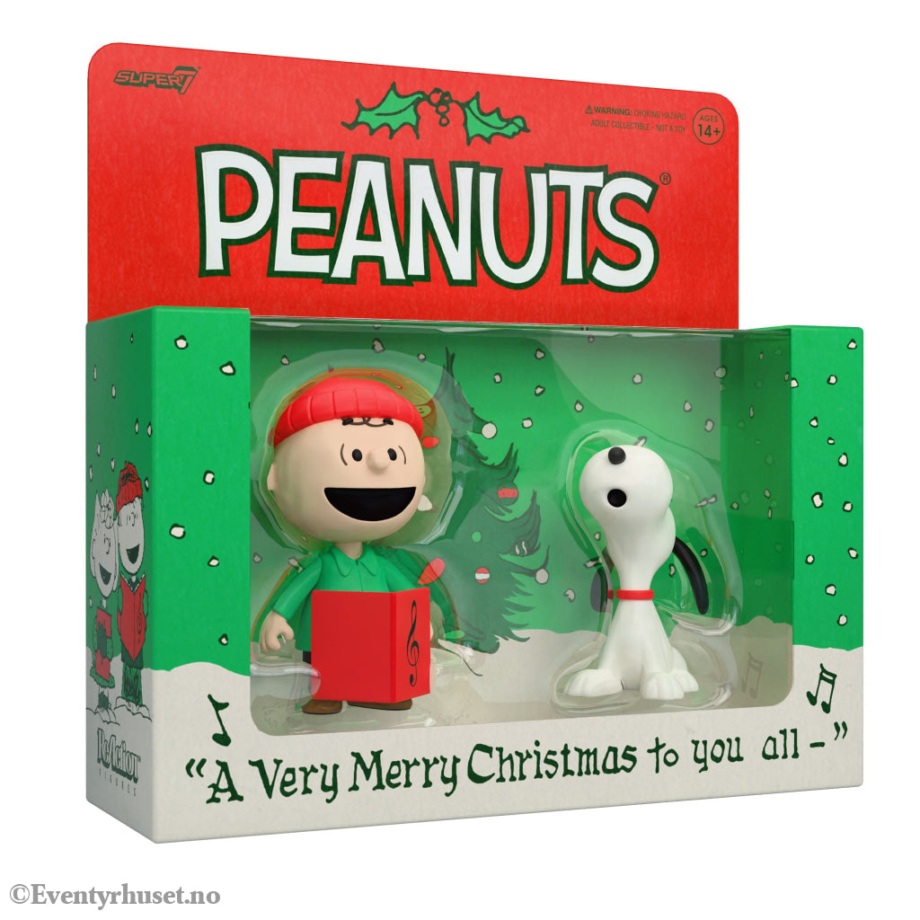 Peanuts ReAction Action Figures 2-Pack Brown and Snoopy (Caroling) 10 cm. Mint In Sealed Box (MISB)! Actionfigur