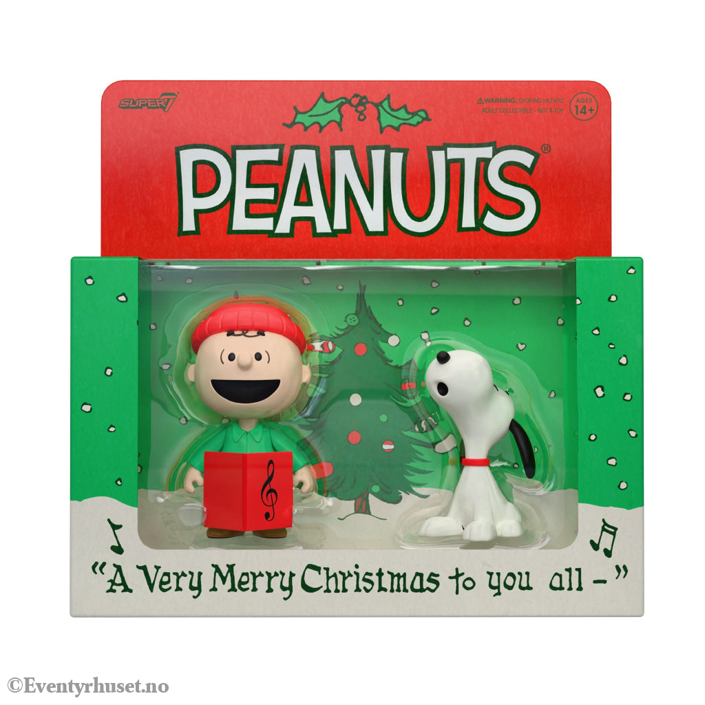 Peanuts ReAction Action Figures 2-Pack Brown and Snoopy (Caroling) 10 cm. Mint In Sealed Box (MISB)! Actionfigur