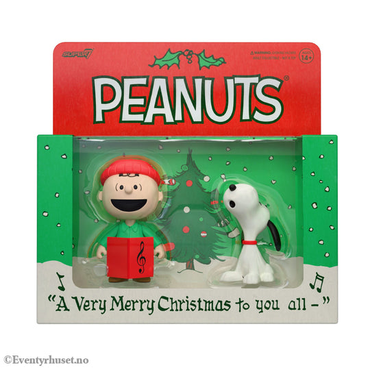 Peanuts ReAction Action Figures 2-Pack Brown and Snoopy (Caroling) 10 cm. Mint In Sealed Box (MISB)! Actionfigur