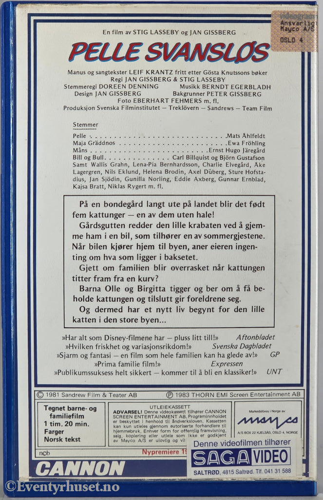 Pelle Svanseløs (1981). VHS Big Box.