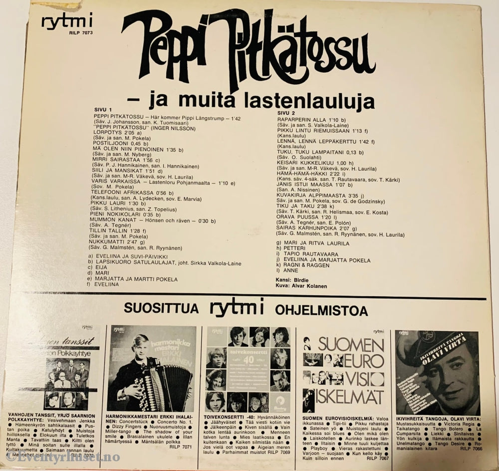 Peppi Pitkätossu (Pippi Langstrømpe). 1970. Lp. Lp Plate