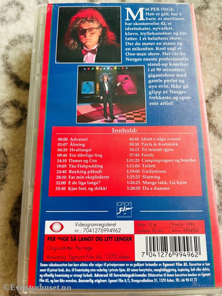Per Inge - Så Langt Og Litt Lenger. 1994. Vhs. Vhs