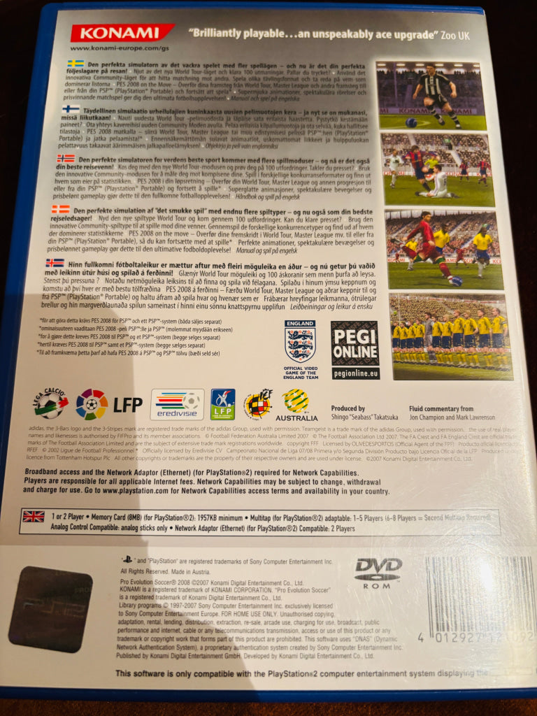 PES 2008 Pro Evolution Soccer. PS2.