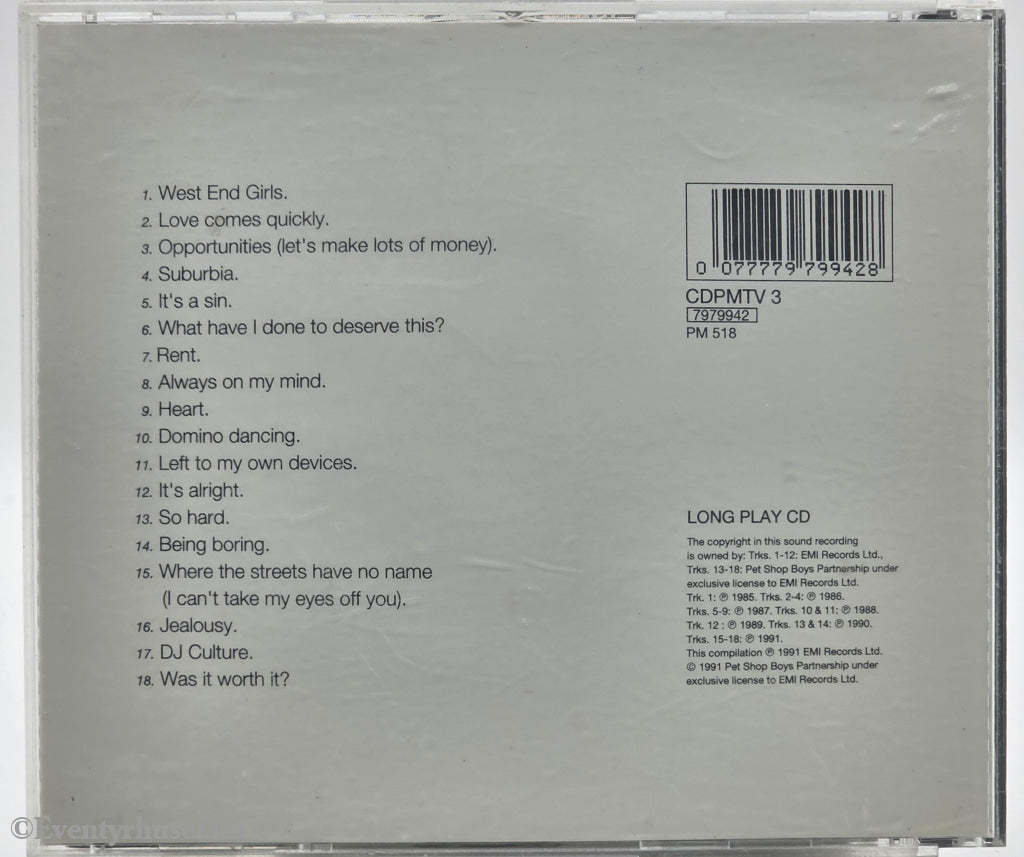 Pet Shop Boys. 1991. Discography: The Complete Singles Collection. CD.