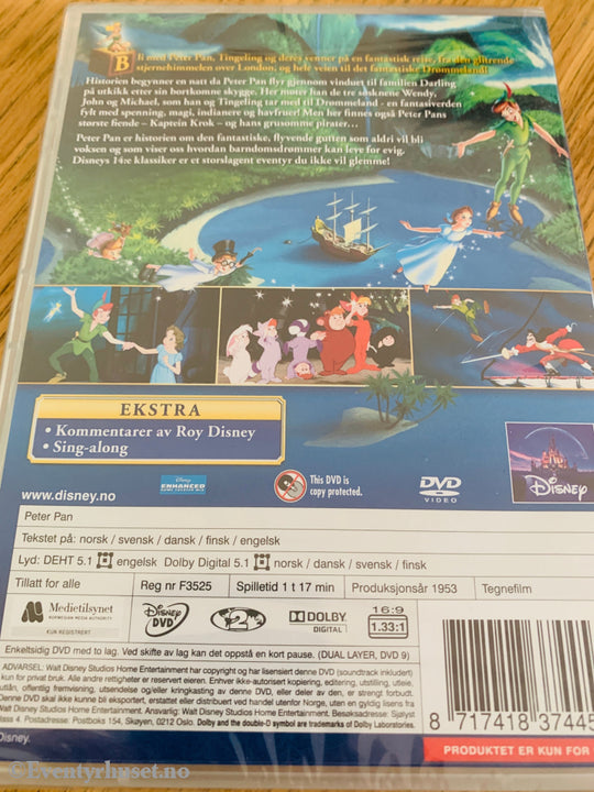 Peter Pan . 1953 . DVD. Ny i plast!