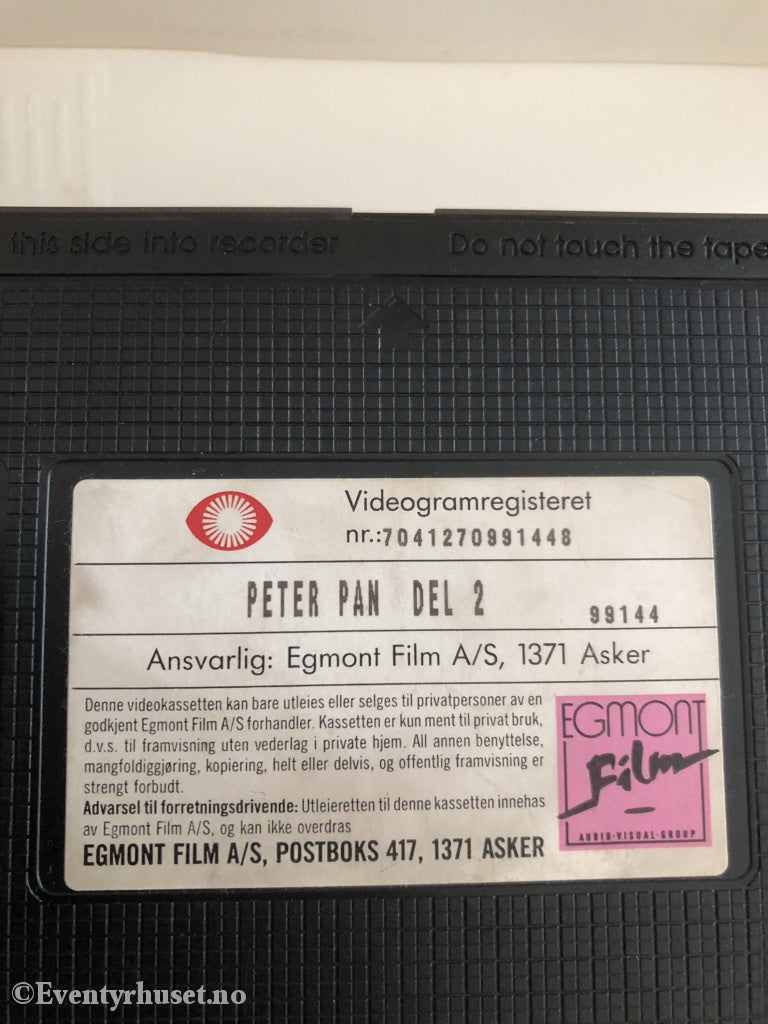 Peter Pan Del 2. I Ingenmannsland. 1990. Vhs. Vhs