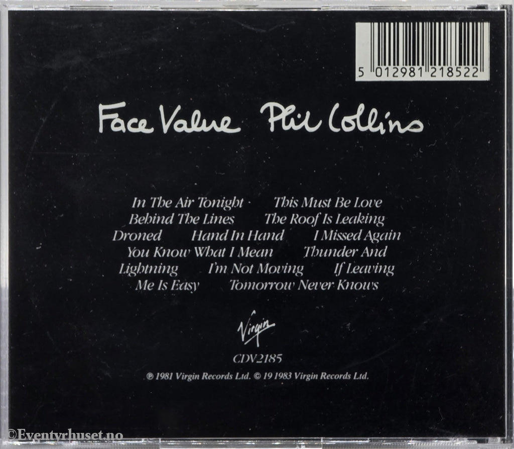 Phil Collins. Face Value. 1981. Musikk-CD.