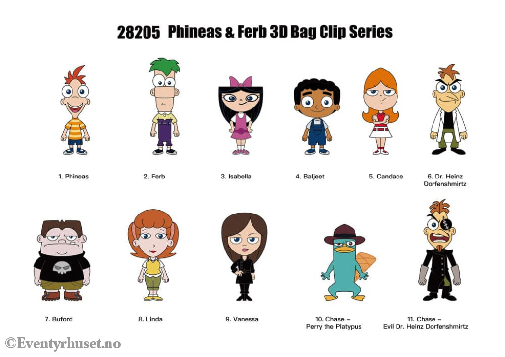 Phineas and Ferb 3D Foam Bag Clips Series 1 Display (24) Fashion & Accessories