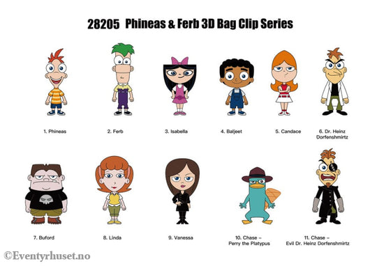 Phineas and Ferb 3D Foam Bag Clips Series 1 Display (24) Fashion & Accessories