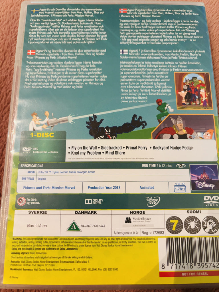 Phineas and Ferb: Mission Marvel. DVD.