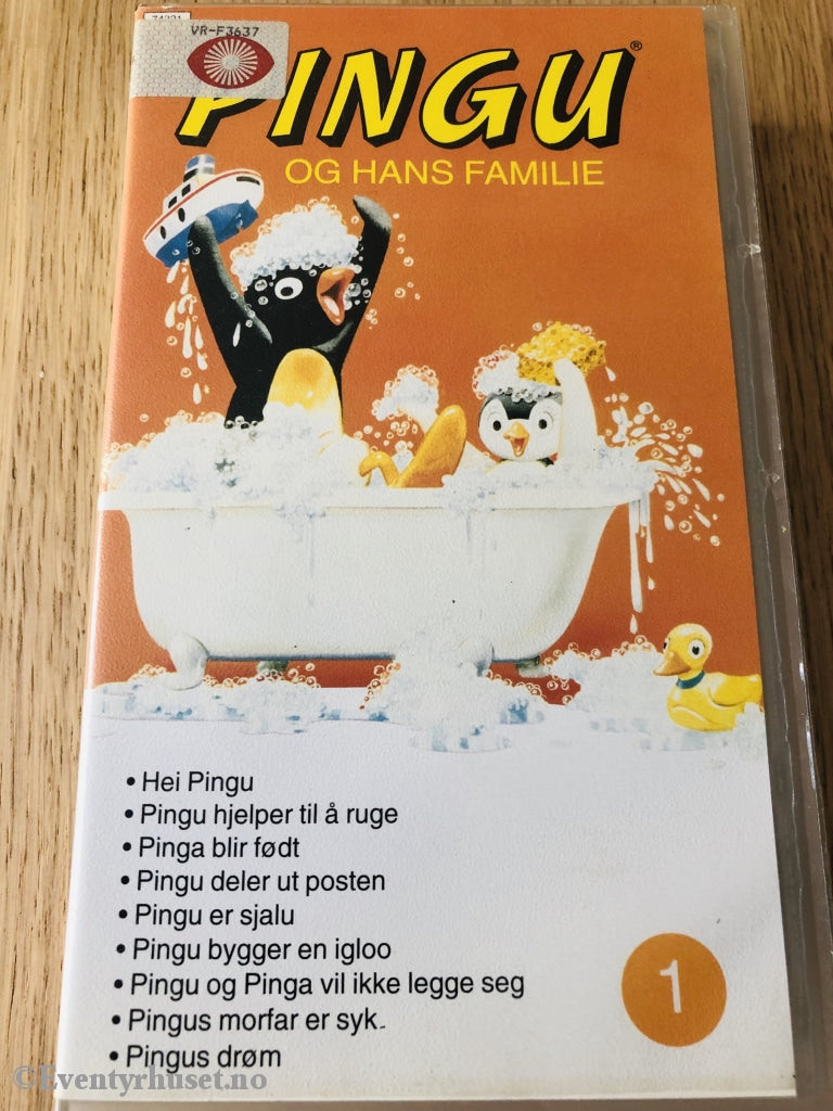 Pingu 1. Og Hans Familie. 1992. Vhs. Vr-Merket! Vhs