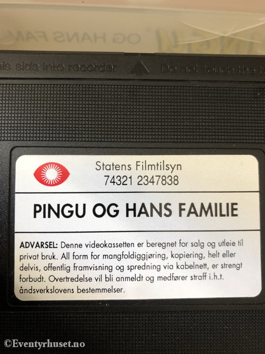Pingu 1. Og Hans Familie. 1992. Vhs. Vr-Merket! Vhs