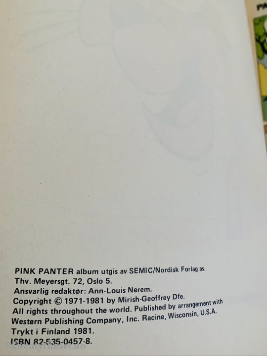 Pink Panter Album. 1981. På Ville Veier. Tegneseriealbum
