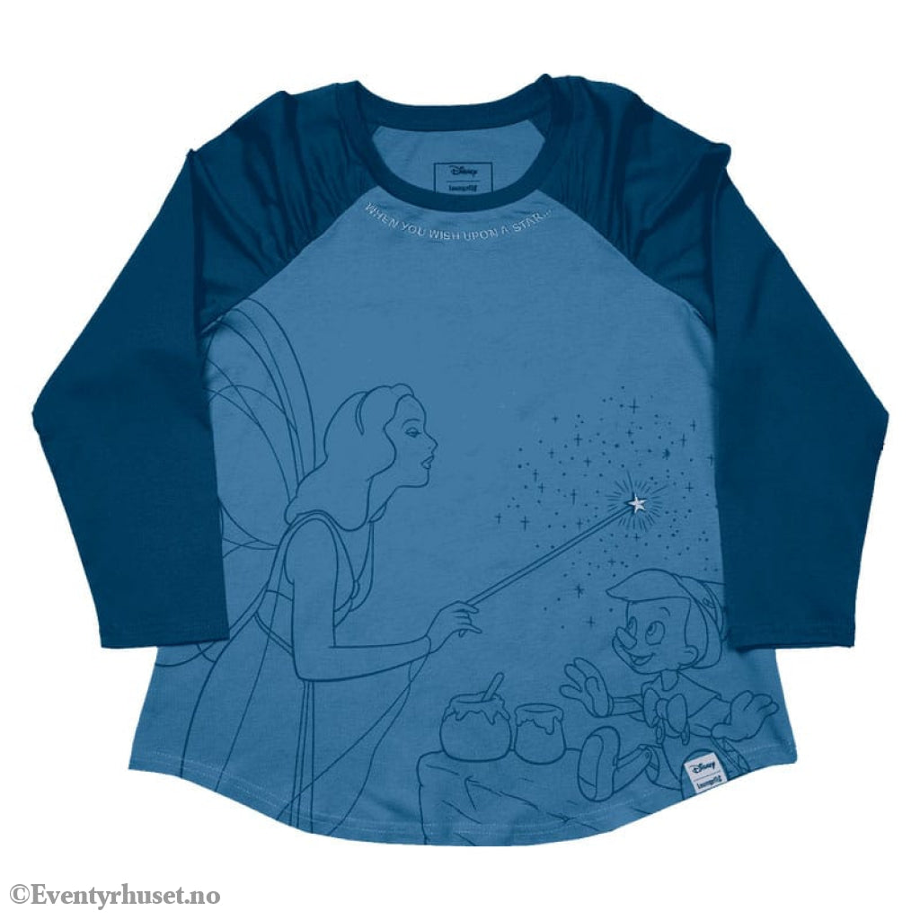 Pinocchio by Loungefly Tee T-Shirt Unisex Blue Fairy Shirred Raglan Size XXL Fashion & Accessories