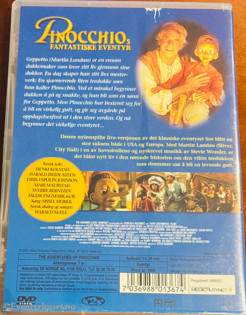 Pinocchio’s fantastiske eventyr. 1996. DVD. DVD