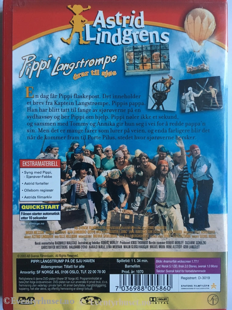 Pippi Langstrømpe Drar Til Sjøs. Dvd. Dvd