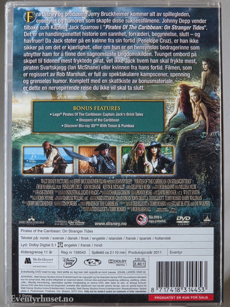 Pirates of the Caribbean: On Stranger Tides (2011). DVD. Ny i plast!