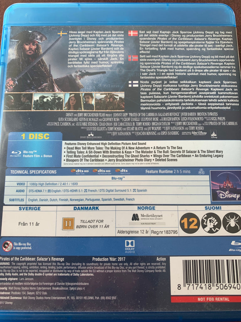 Pirates Of The Caribbean - Salazars Revenge. Blu-Ray. Blu-Ray Disc