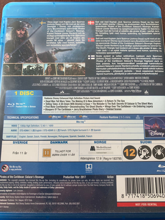 Pirates Of The Caribbean - Salazars Revenge. Blu-Ray. Blu-Ray Disc