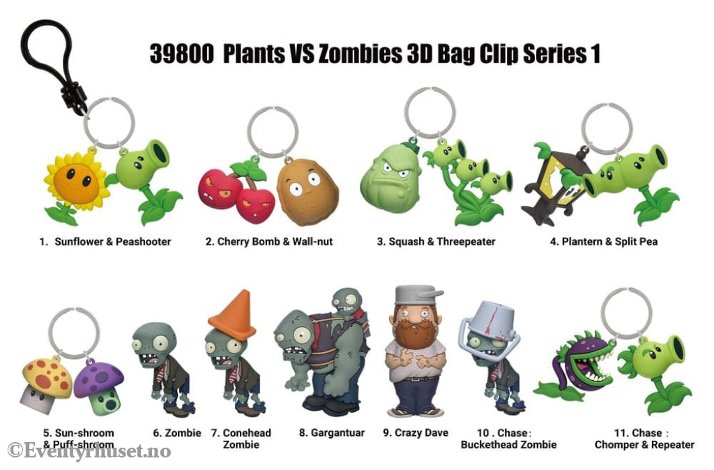 Plants vs. Zombies 3D Foam Bag Clips Serie 1 Display (24) Fashion & Accessories