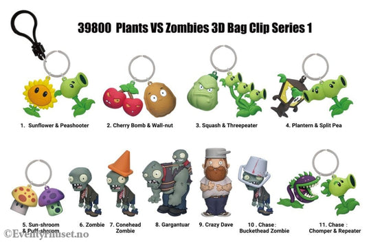 Plants vs. Zombies 3D Foam Bag Clips Serie 1 Display (24) Fashion & Accessories