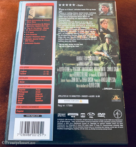 Platoon - Special Edition. 1986. Dvd. Dvd