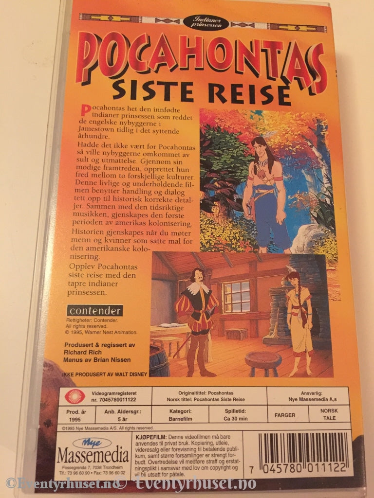 Pocahontas Siste Reise. 1995. Vhs. Vhs