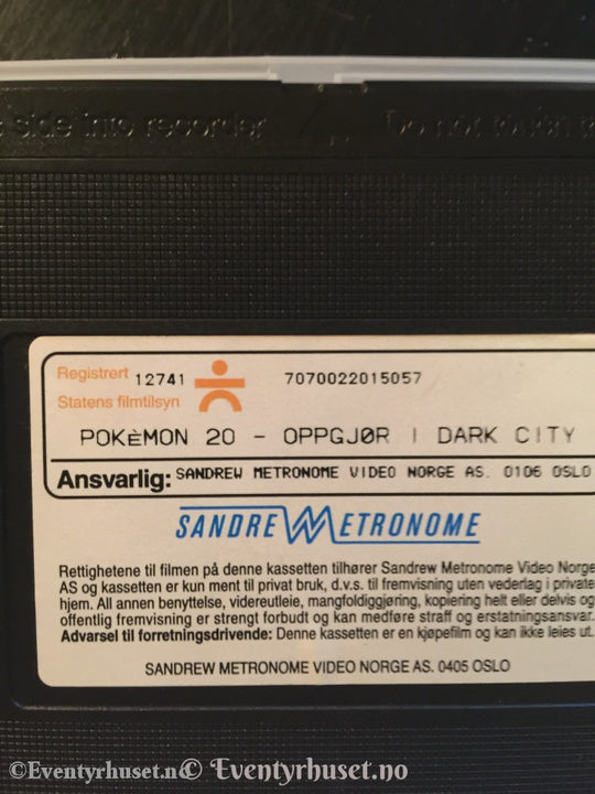 Pokémon 20. Oppgjør I Dark City. Vhs. Vhs