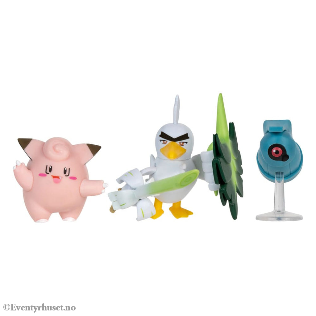 Pokémon Battle Figure Set 3-Pack Clefairy Beldum Sirfetch’d 5 cm Toys