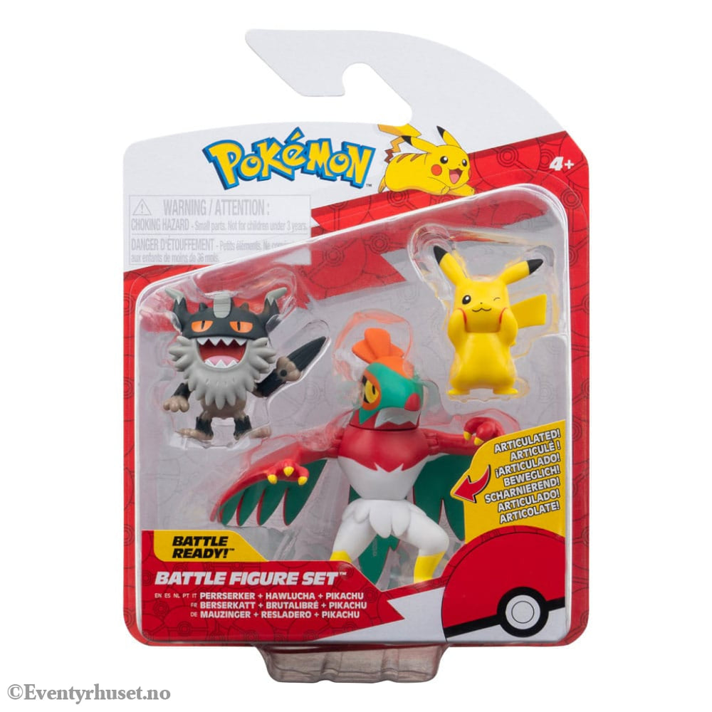 Pokémon Battle Figure Set 3-Pack Pikachu #8 Perrserker Hawlucha 5 cm Toys
