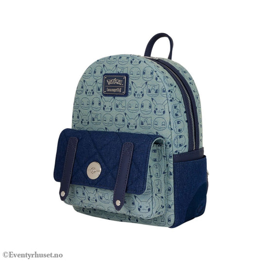 Pokémon by Loungefly Mini Backpack Faux Denim Fashion & Accessories