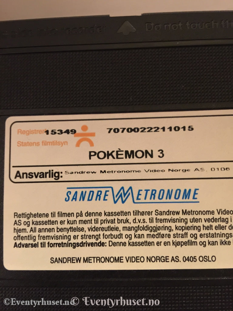 Pokémon Filmen 3. 2000. Vhs. Vhs