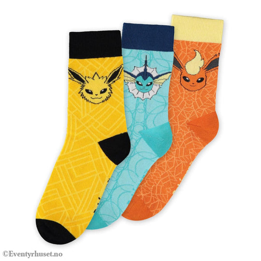Pokémon Socks 3-Pack Eevee Evolution 39-42 Fashion & Accessories