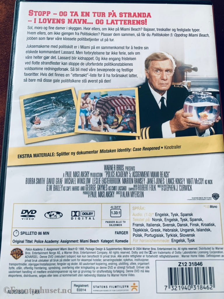 Politiskolen 5 - Oppdrag Miami Beach. 1988. Dvd. Dvd