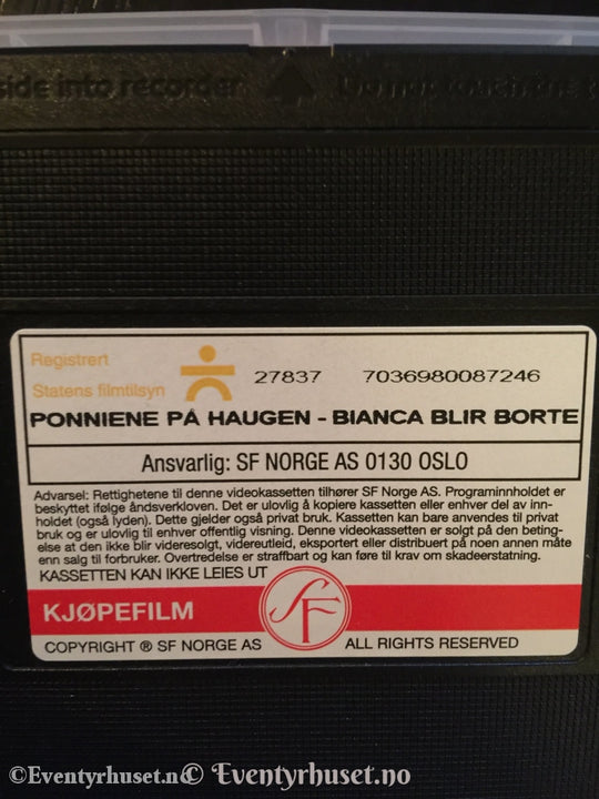 Ponniene På Haugen - Bianca Blir Borte Og Andre Fortellinger. Vhs. Vhs