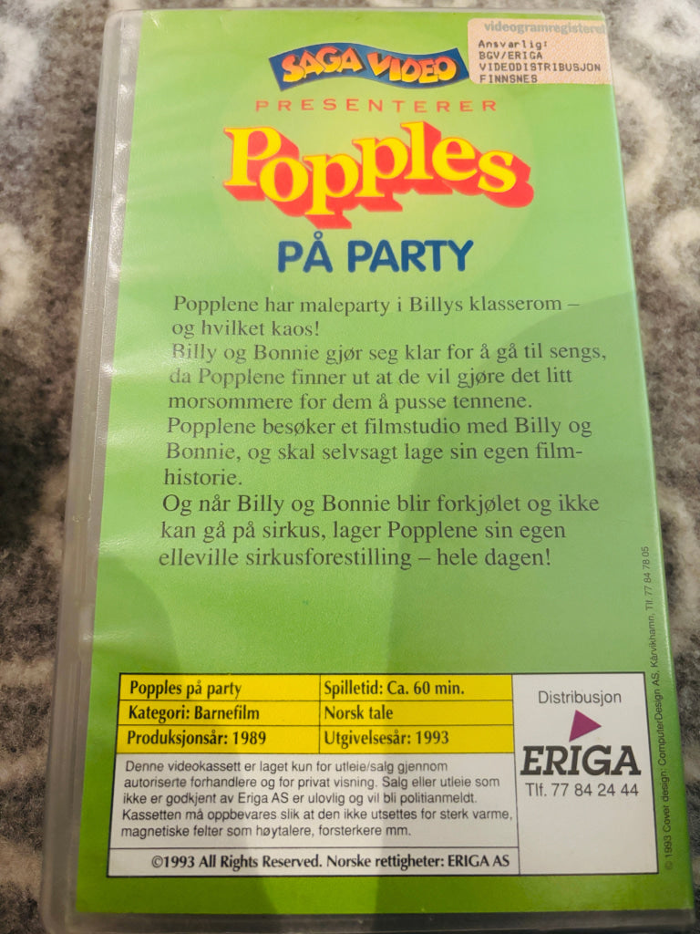 Popples på party. 1989/93. VHS. VHS