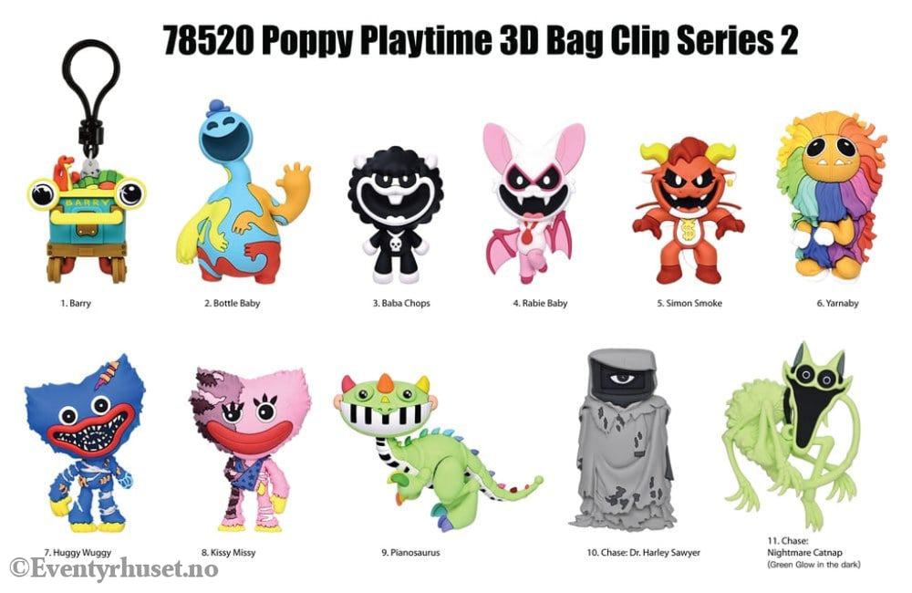Poppy Playtime 3D Foam Bag Clips Serie 2 Display (24) Fashion & Accessories