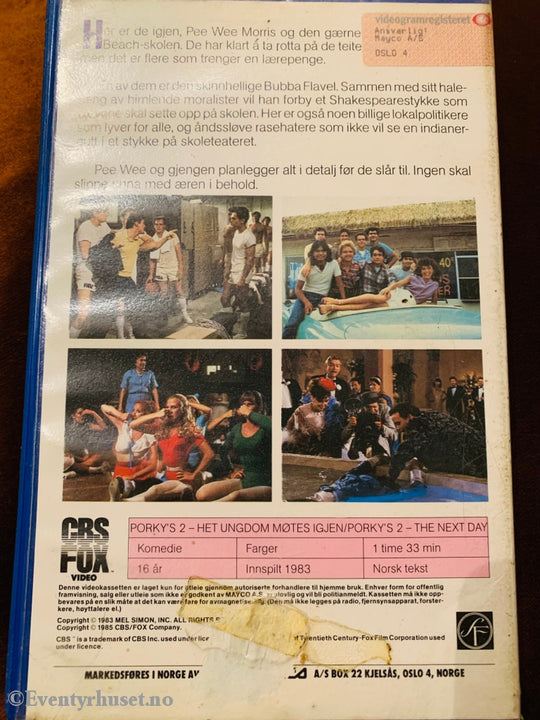 Porkys 2 - Het Ungdom Møtes Igjen. 1983. Vhs Big Box.