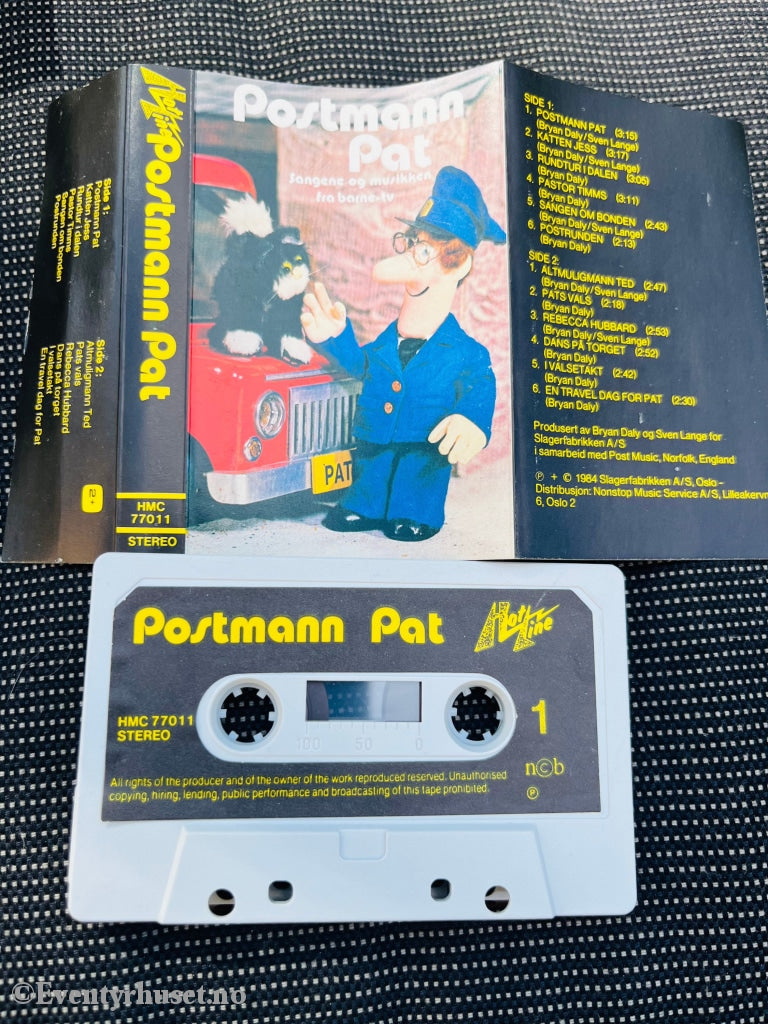 Postmann Pat. 1984. Sangene Og Musikken Fra Barne-Tv. Svart/grå/gul Kassett. Kassett (Mc)