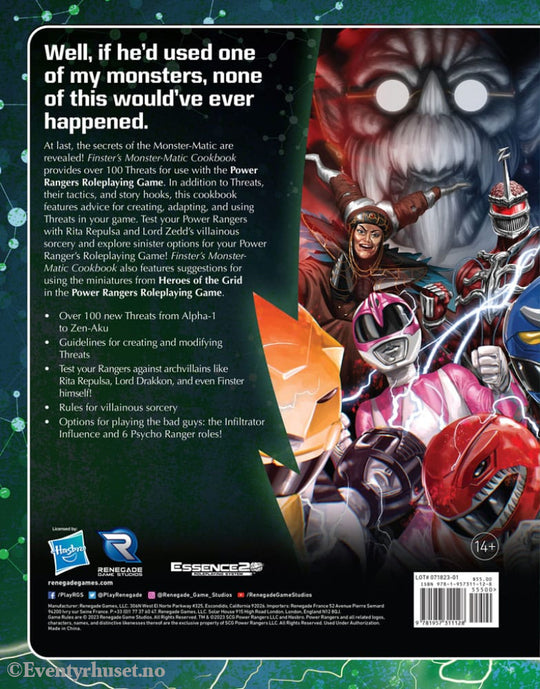 Power Rangers RPG book Finster’s Monster-Matic Cookbook Sourcebook *Englische Version* Games