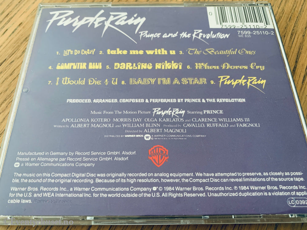 Prince and The Revolution – Purple Rain. 1984. CD.