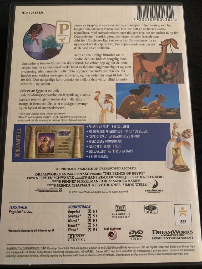 Prinsen Av Egypt. 1998. Dvd. Dvd