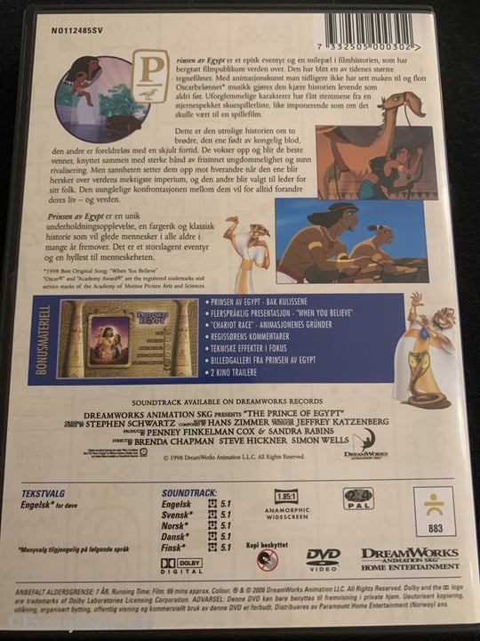 Prinsen Av Egypt. 1998. Dvd. Dvd
