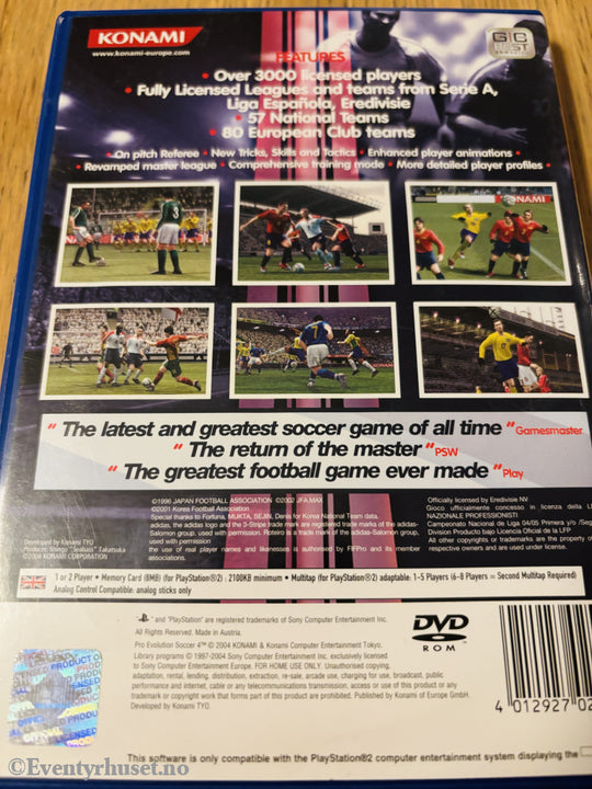 Pro Evolution Soccer 4. PS2-spill