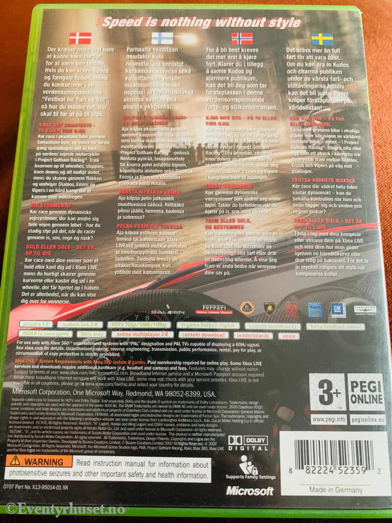 Project Gotham Racing (Pgr) 3. Xbox 360. 360