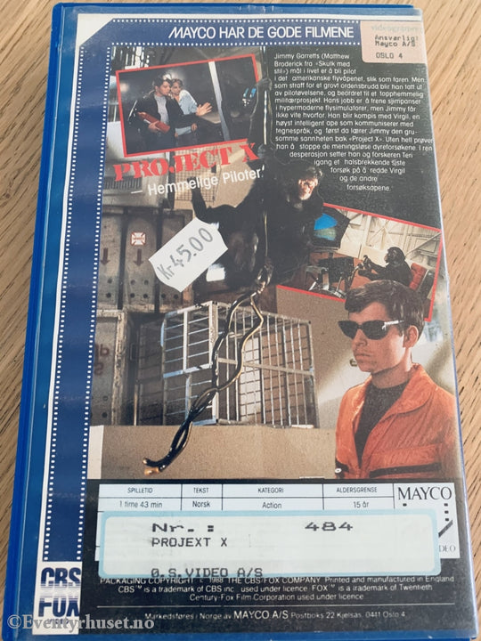 Project X - Hemmelige Piloter. 1987. Vhs Big Box.